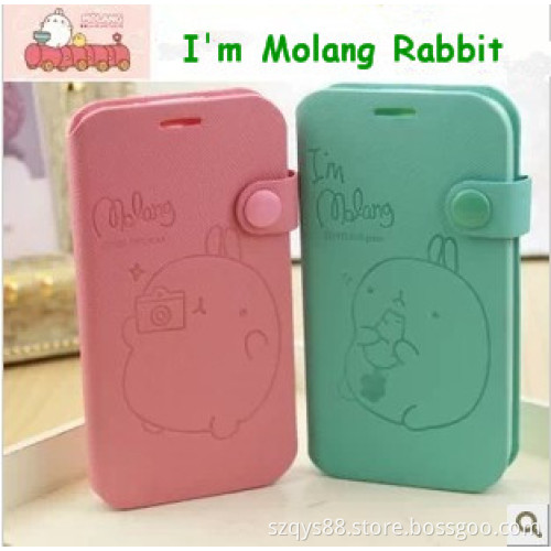 Fashion Molang Rabbit Pig Fresh Korean Style Protective Case for Samsung Galaxy S4 i9500 stand credit card holder